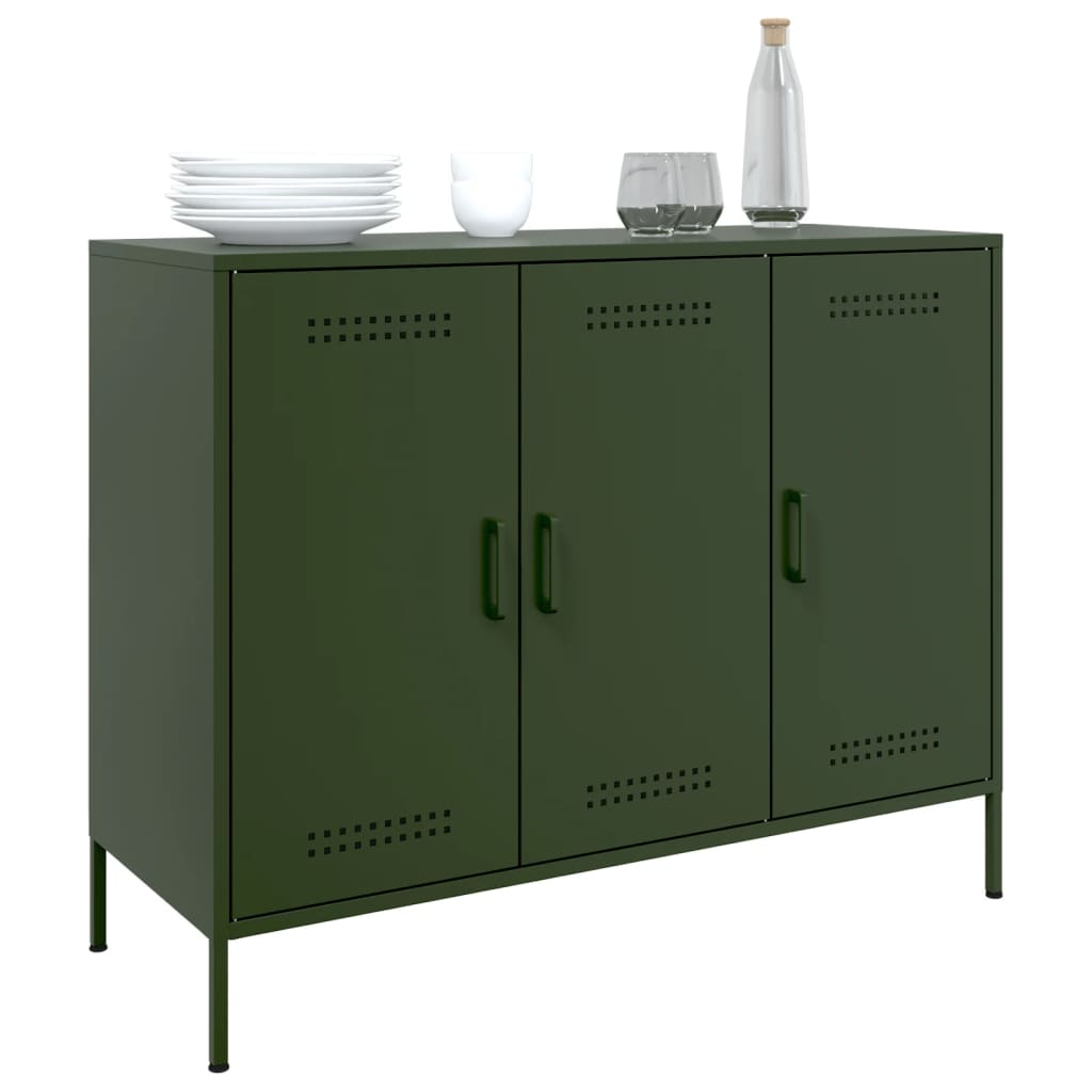 vidaXL Buffet vert olive 100,5x39x79 cm acier