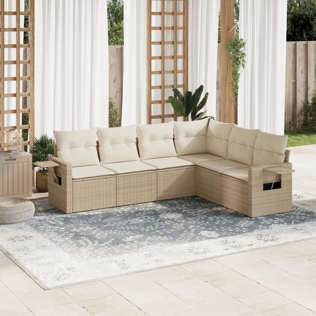 vidaXL Salon de jardin avec coussins 6 pcs beige résine tressée