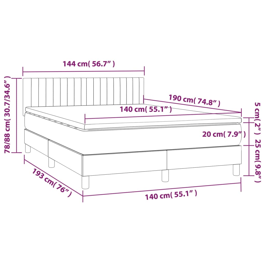 vidaXL Sommier à lattes de lit matelas et LED Marron foncé 140x190 cm