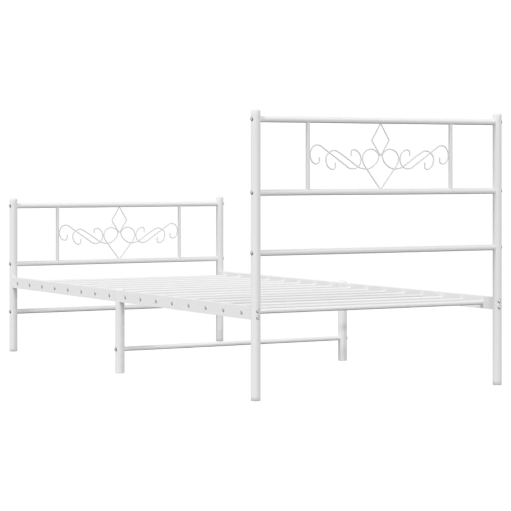 vidaXL Cadre de lit métal sans matelas avec pied de lit blanc 90x190cm