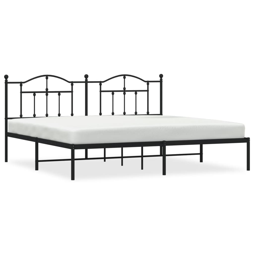 vidaXL Cadre de lit métal sans matelas avec tête de lit noir 200x200cm