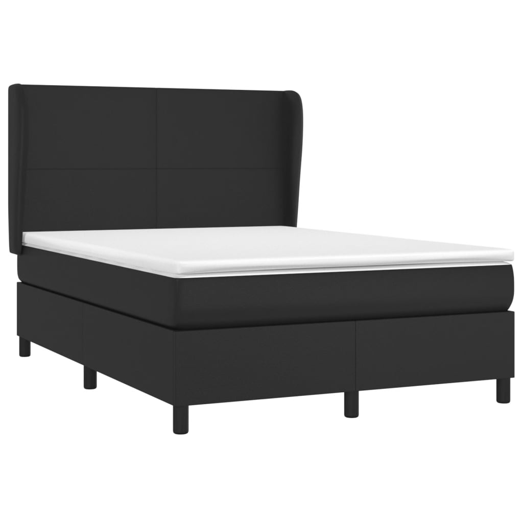 vidaXL Sommier à lattes de lit avec matelas Noir 140x200 cm Similicuir