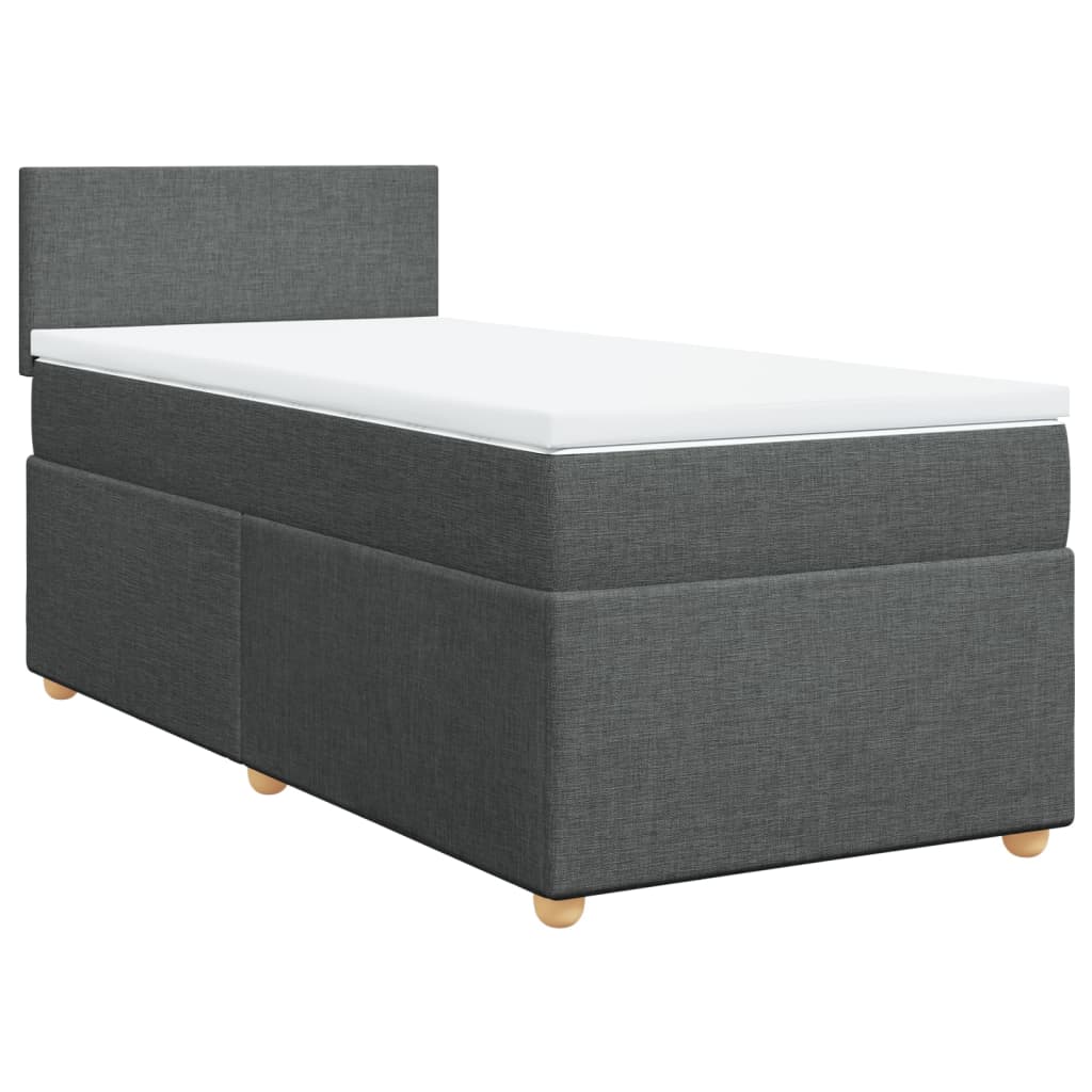 vidaXL Sommier à lattes de lit avec matelas gris foncé simple tissu