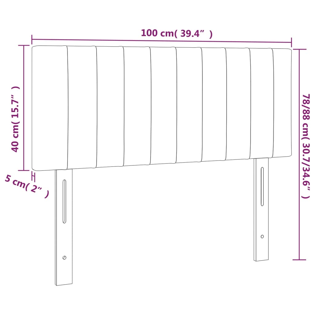 vidaXL Tête de lit à LED Gris clair 100x5x78/88 cm Velours