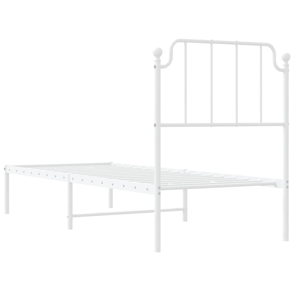 vidaXL Cadre de lit métal sans matelas avec tête de lit blanc 75x190cm