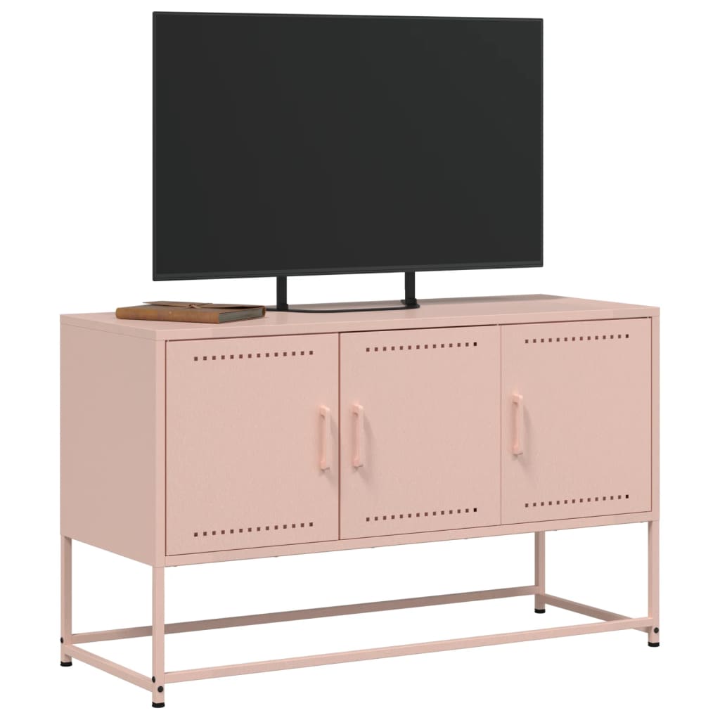 vidaXL Meuble TV rose 100,5x39x60,5 cm acier