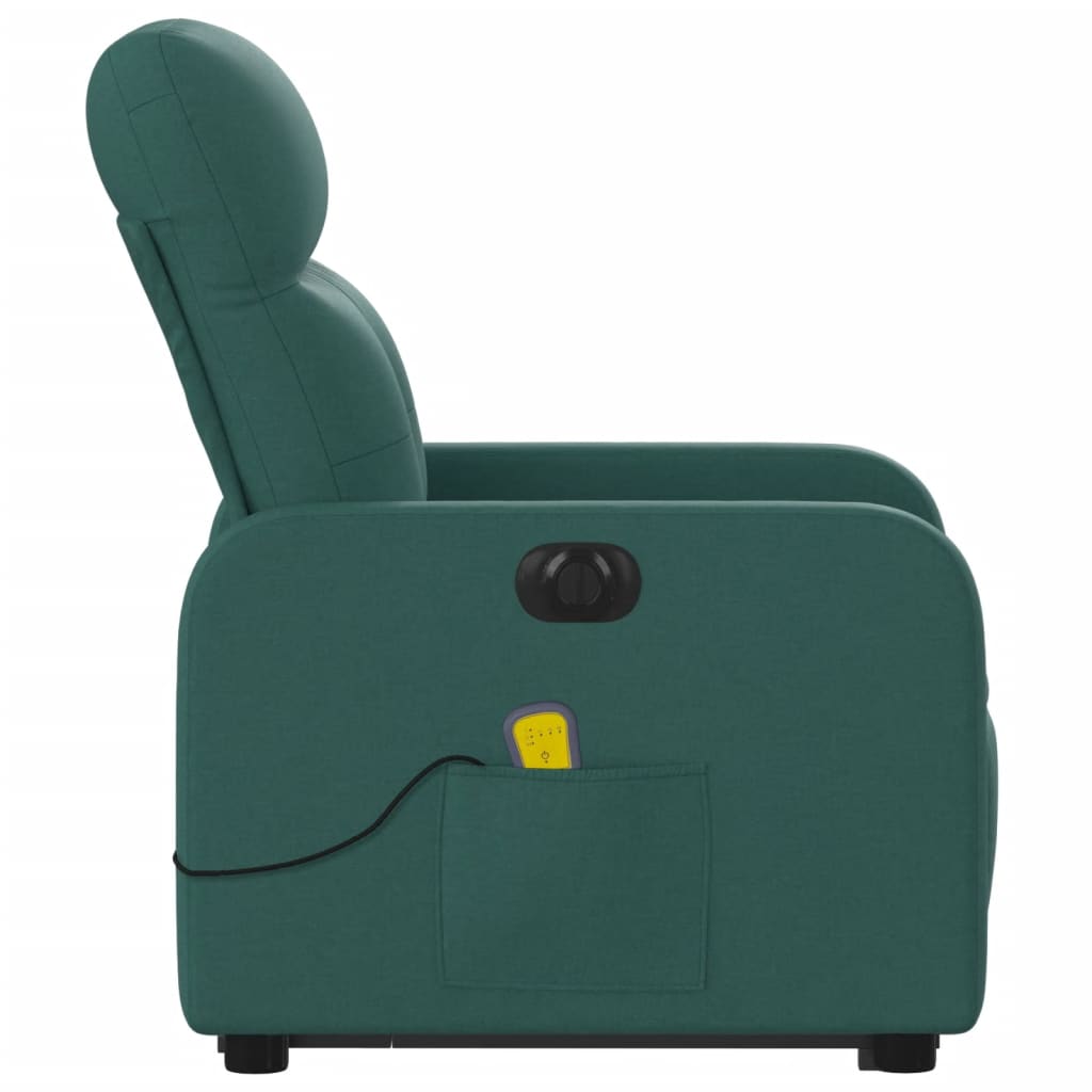 vidaXL Fauteuil inclinable de massage électrique Vert foncé Tissu