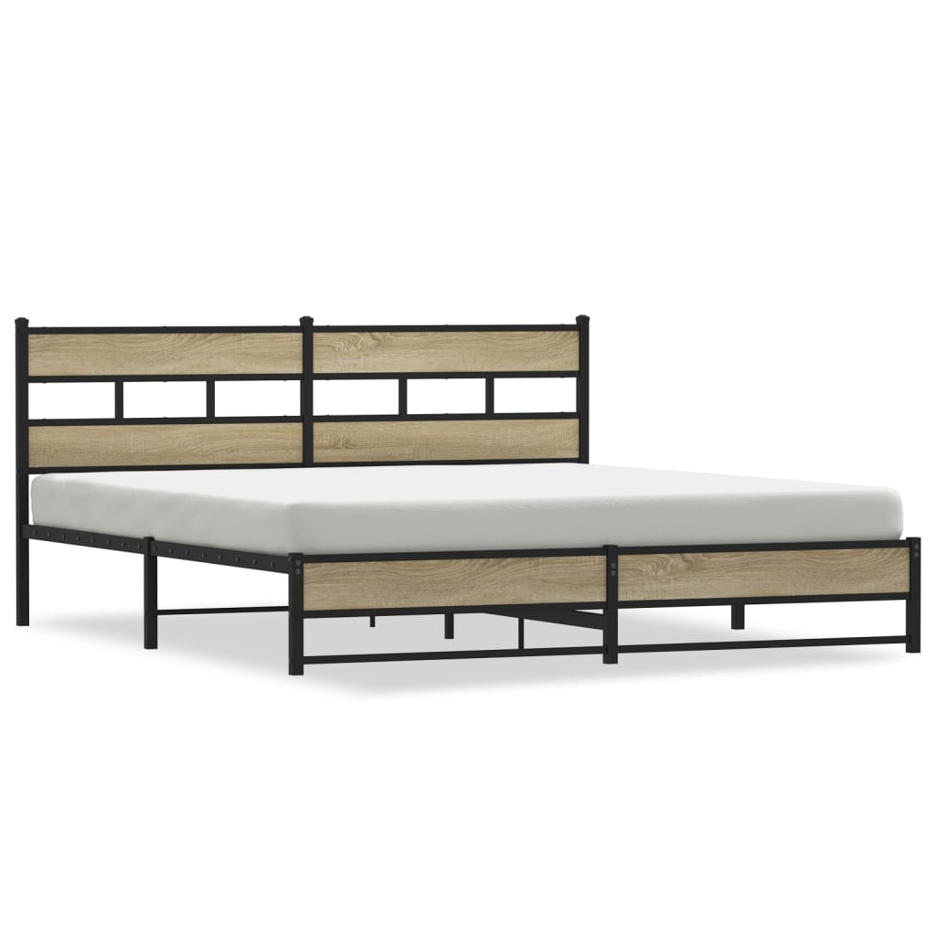 vidaXL Cadre de lit en métal sans matelas chêne sonoma 200x200 cm