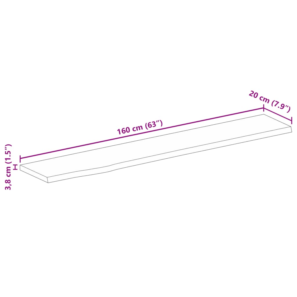 vidaXL Dessus de table à bord vivant 160x20x3,8cm bois massif manguier