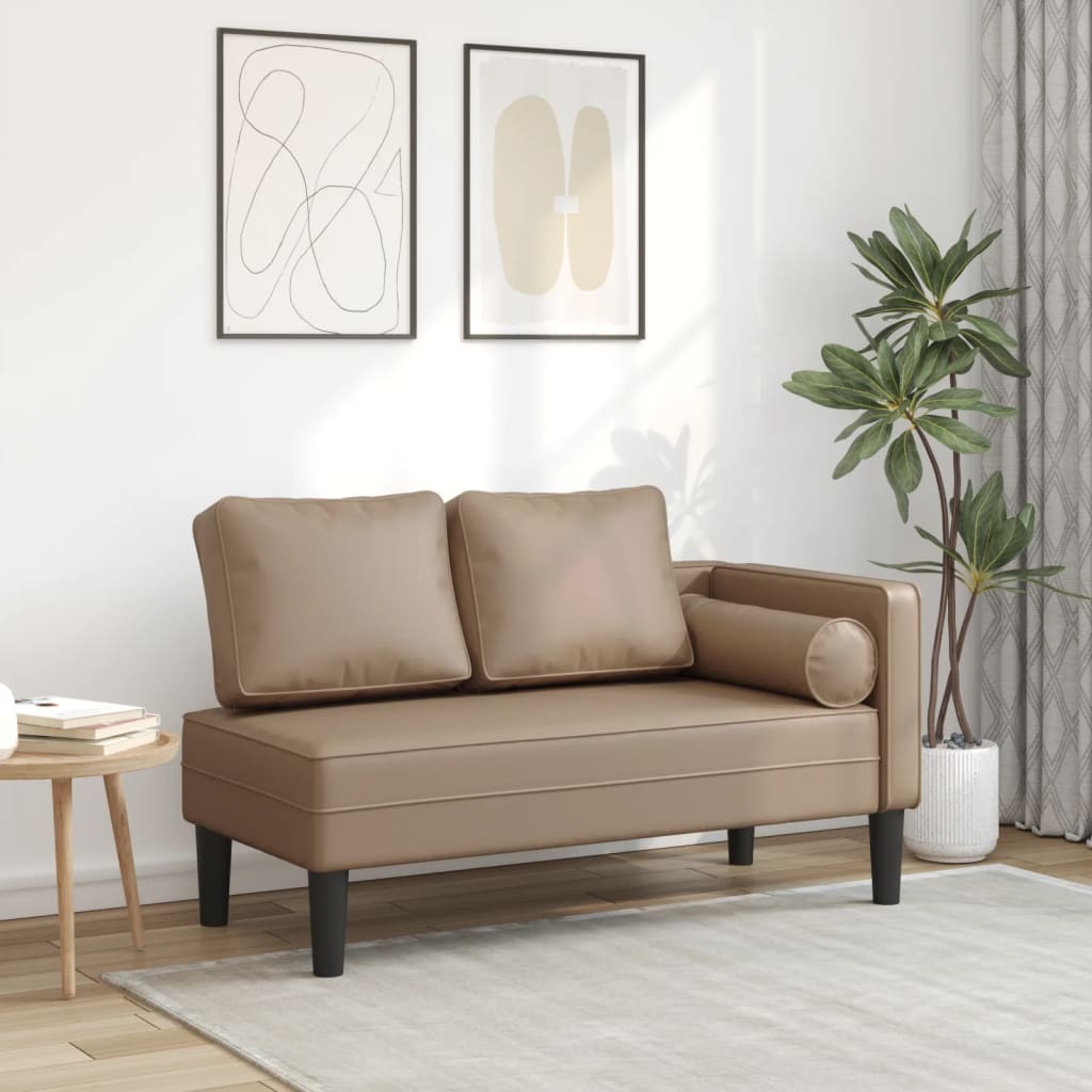 vidaXL Chaise longue avec coussins cappuccino similicuir