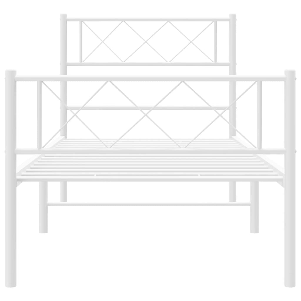 vidaXL Cadre de lit métal sans matelas avec pied de lit blanc 90x190cm