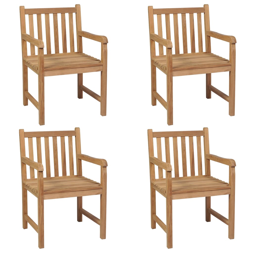 vidaXL Chaises de jardin lot de 4 et coussins blanc crème Teck solide