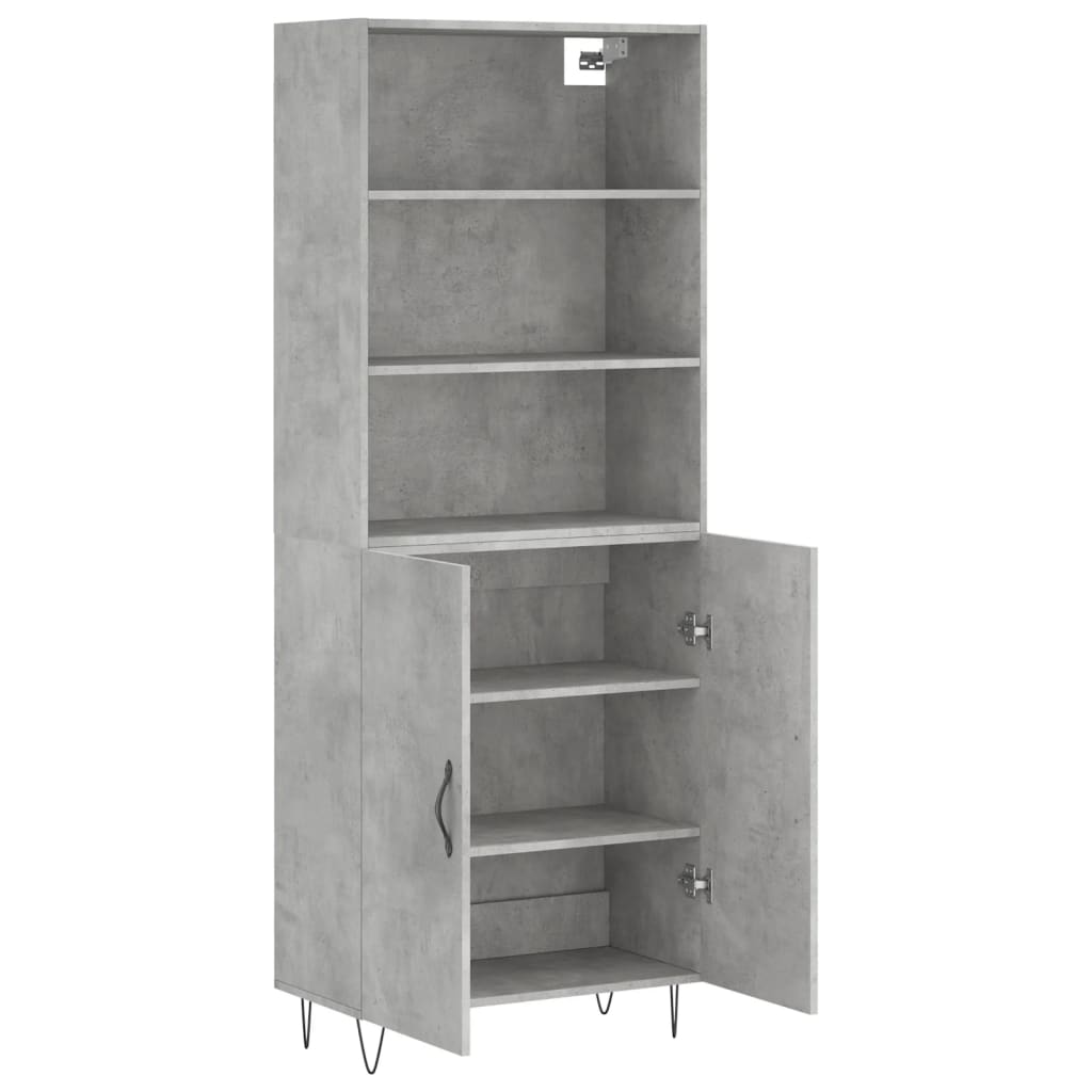 vidaXL Buffet haut Gris béton 69,5x34x180 cm Bois d'ingénierie