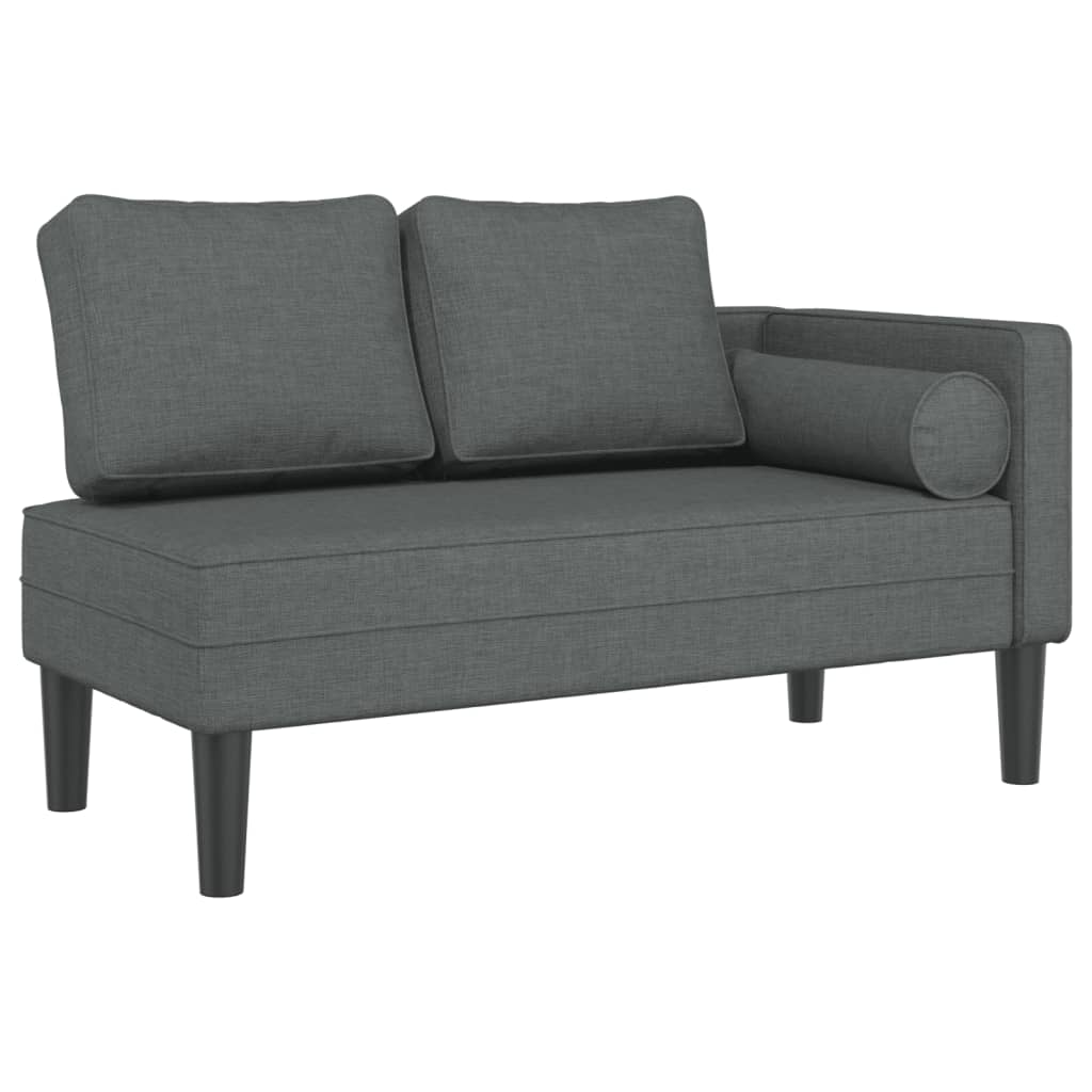 vidaXL Chaise longue avec coussins gris foncé tissu