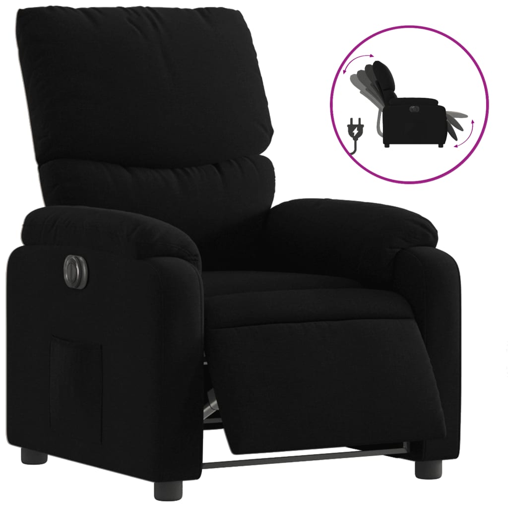 vidaXL Fauteuil inclinable électrique Noir Tissu