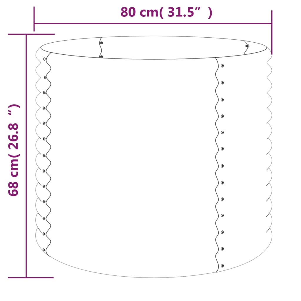 vidaXL Jardinière de jardin Acier enduit de poudre 80x80x68 cm Argenté