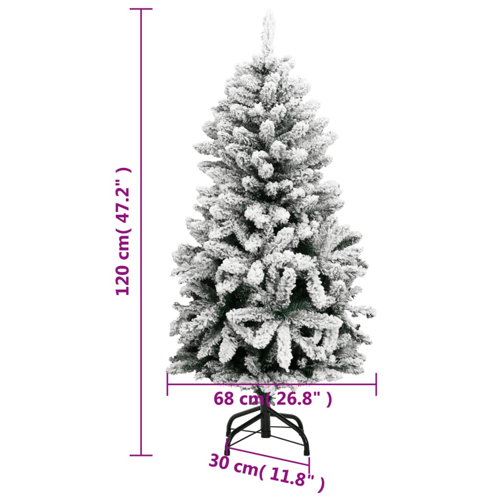 vidaXL Sapin de Noël artificiel à charnières avec neige floquée 120 cm