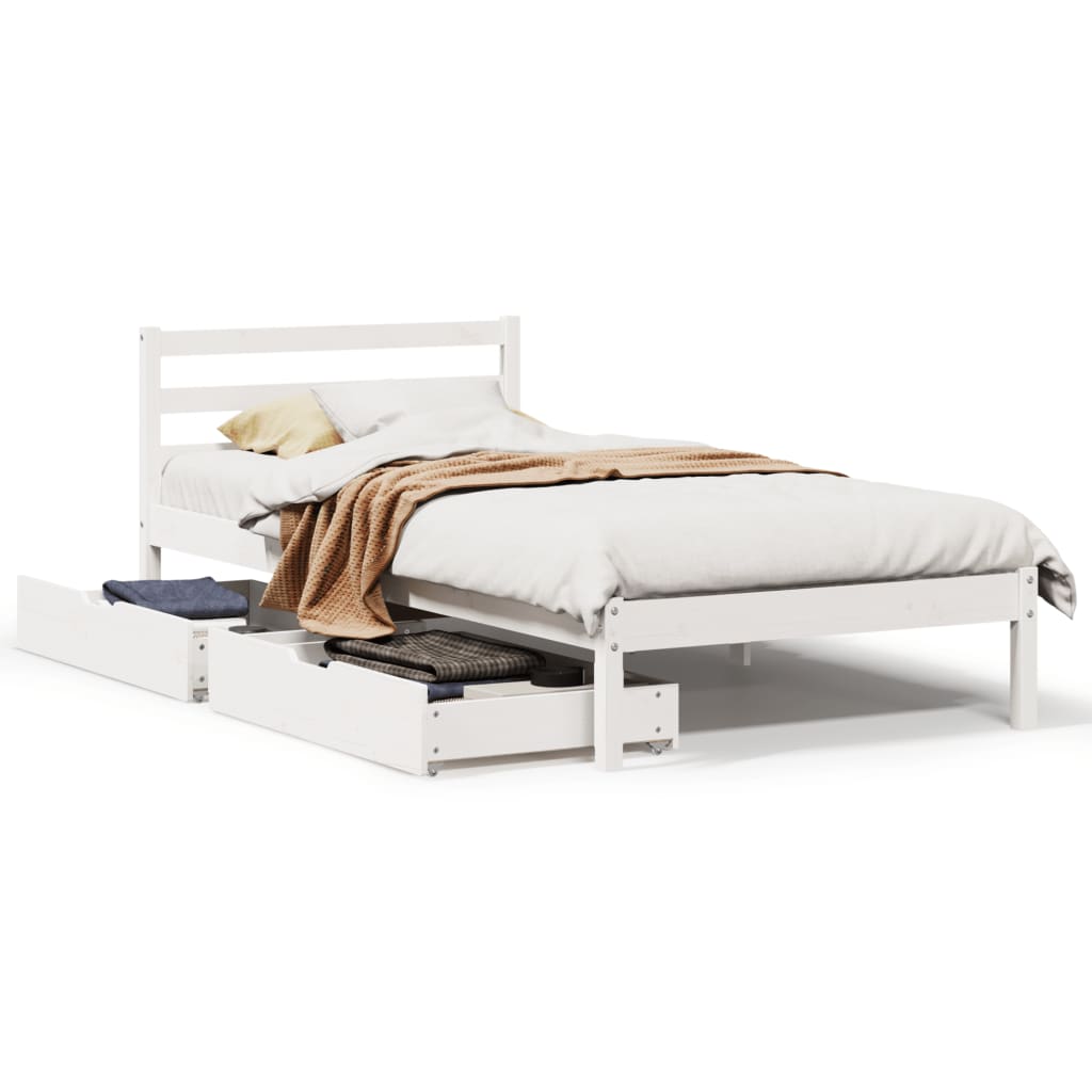 vidaXL Cadre de lit sans matelas blanc 75x190 cm bois de pin massif