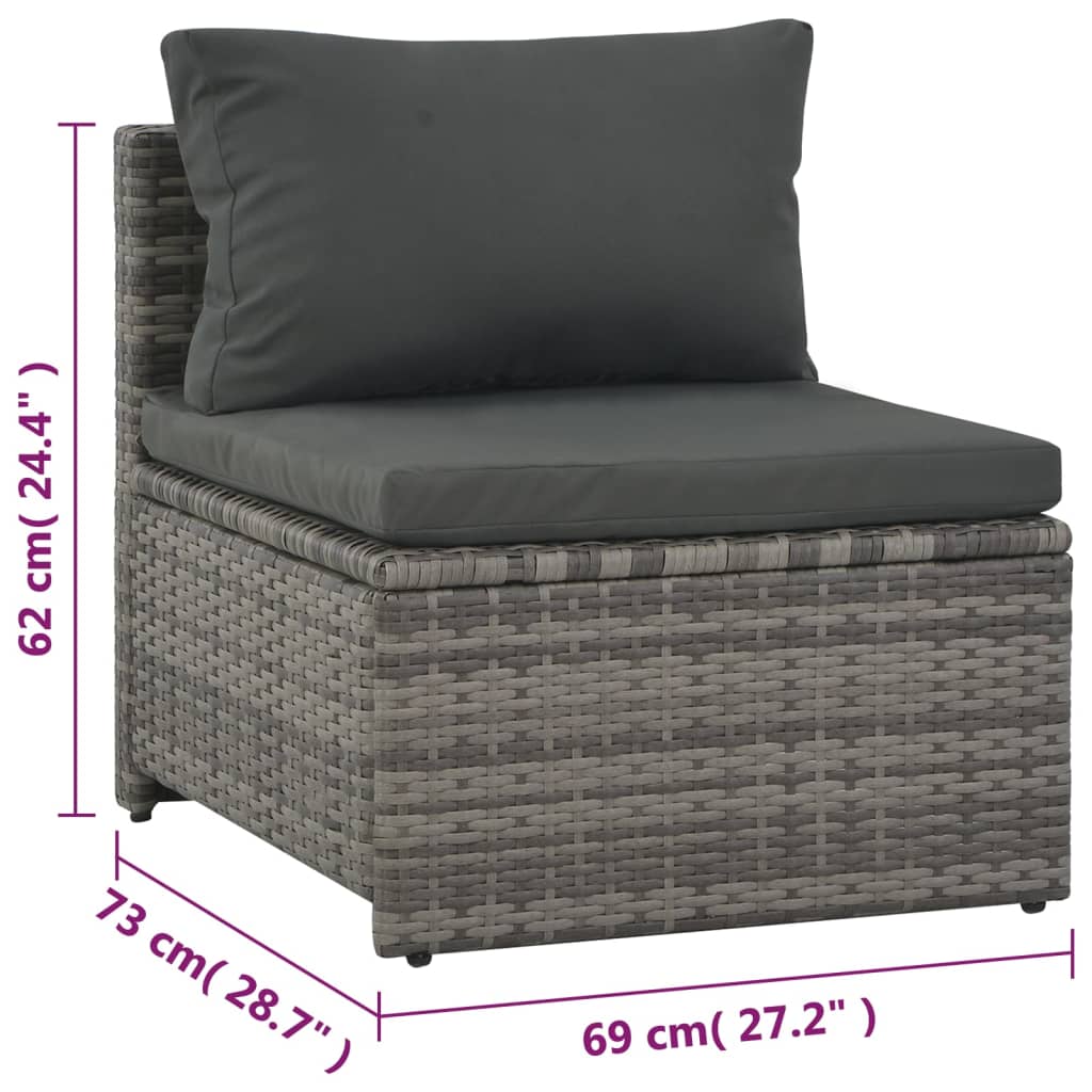 vidaXL Salon de jardin avec coussins 6 pcs Résine tressée Gris