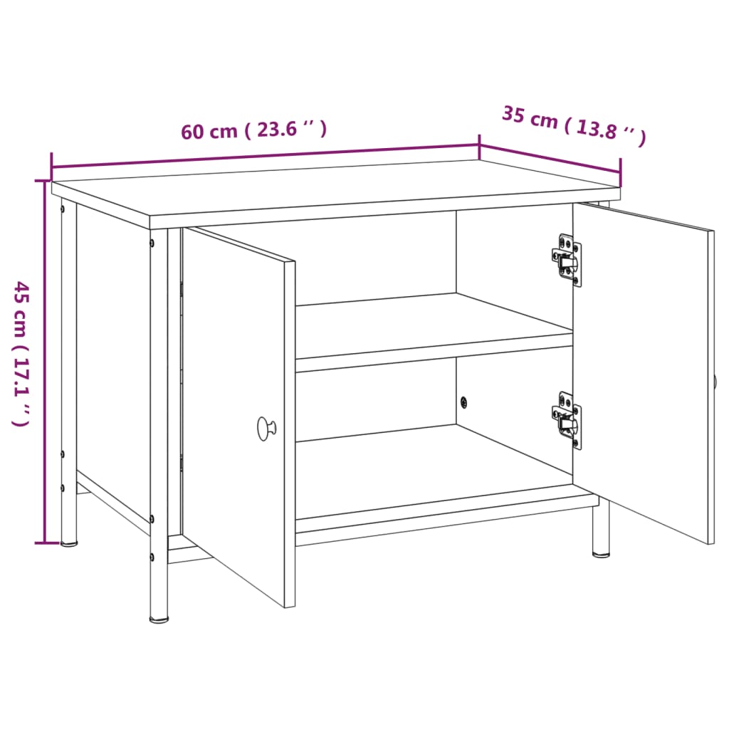 vidaXL Meuble TV avec portes chêne sonoma 60x35x45cm bois d'ingénierie