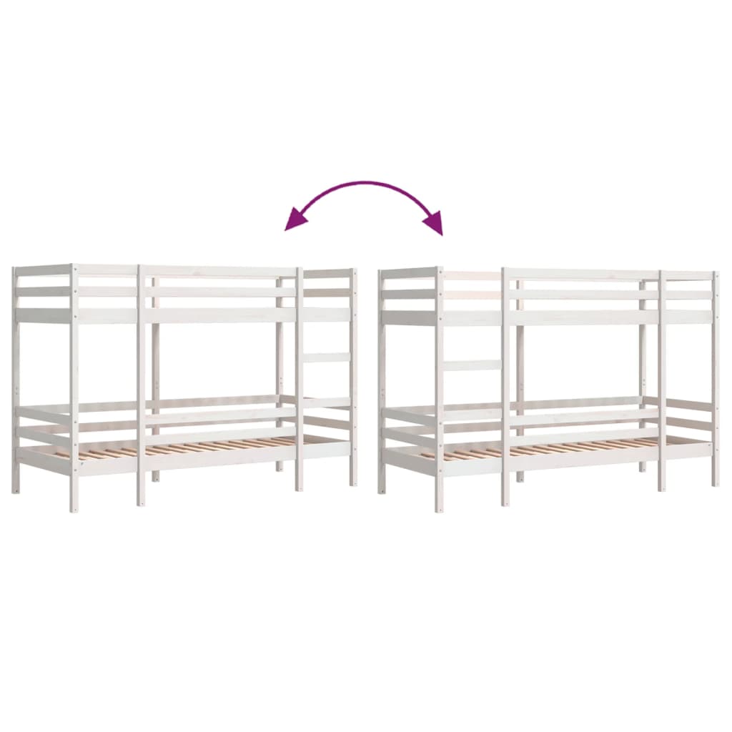 vidaXL Lit superposé sans matelas blanc 90x200 cm bois de pin massif