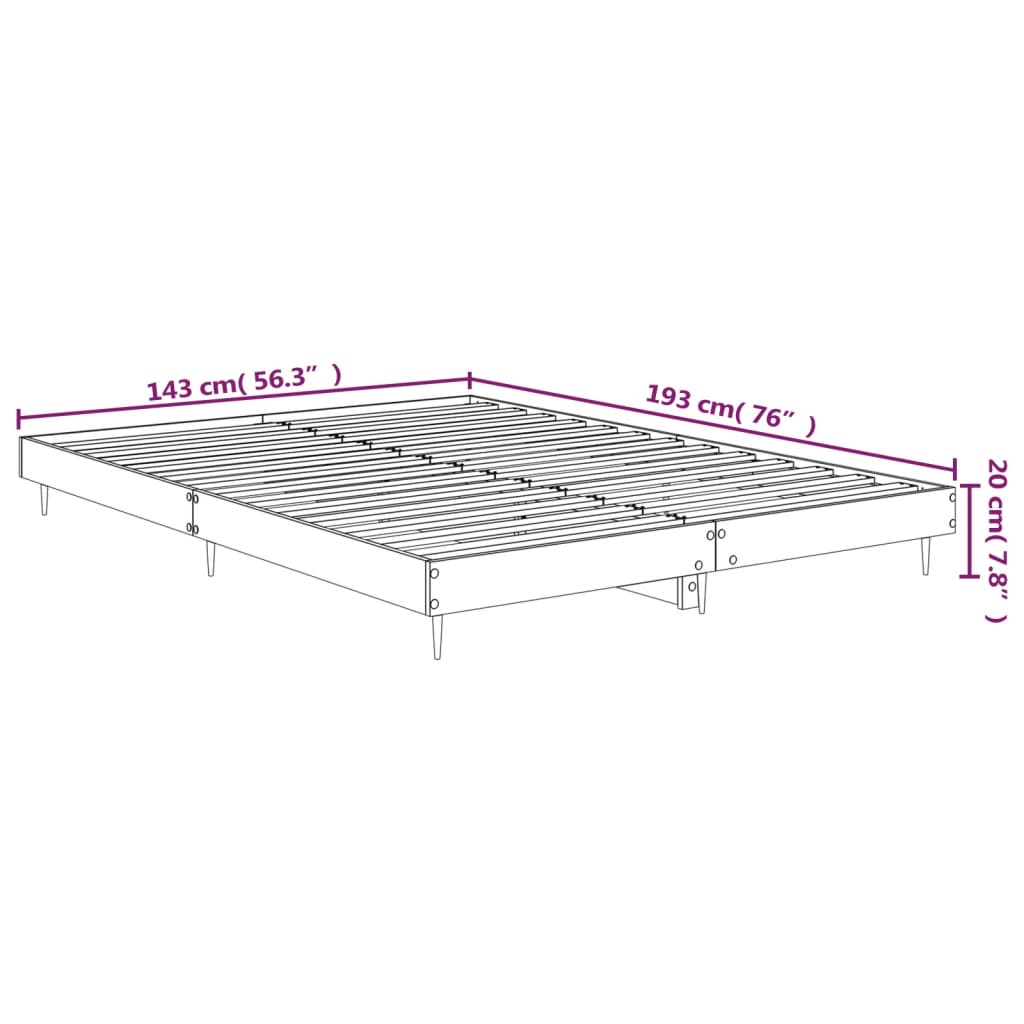 vidaXL Cadre de lit sans matelas sonoma gris 140x190 cm