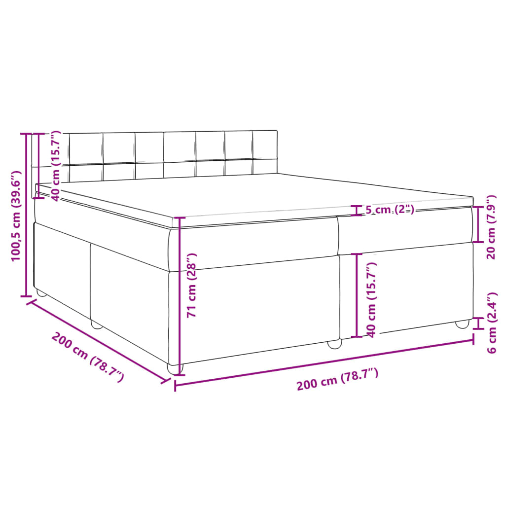 vidaXL Sommier à lattes de lit avec matelas Gris foncé 200x200cm Tissu