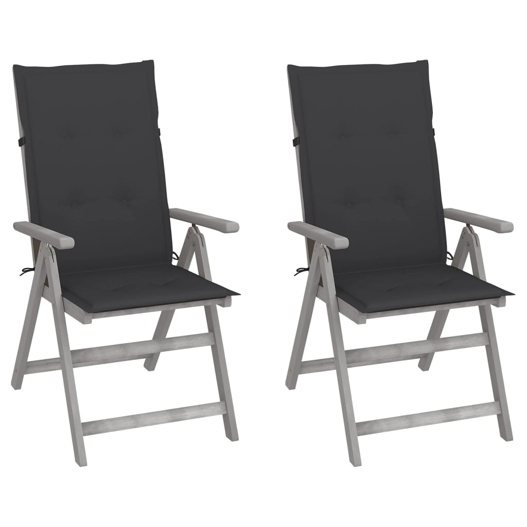 vidaXL Chaises inclinables de jardin lot de 2 et coussins Bois acacia