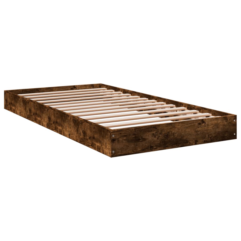 vidaXL Cadre de lit sans matelas chêne fumé 90x190cm bois d'ingénierie