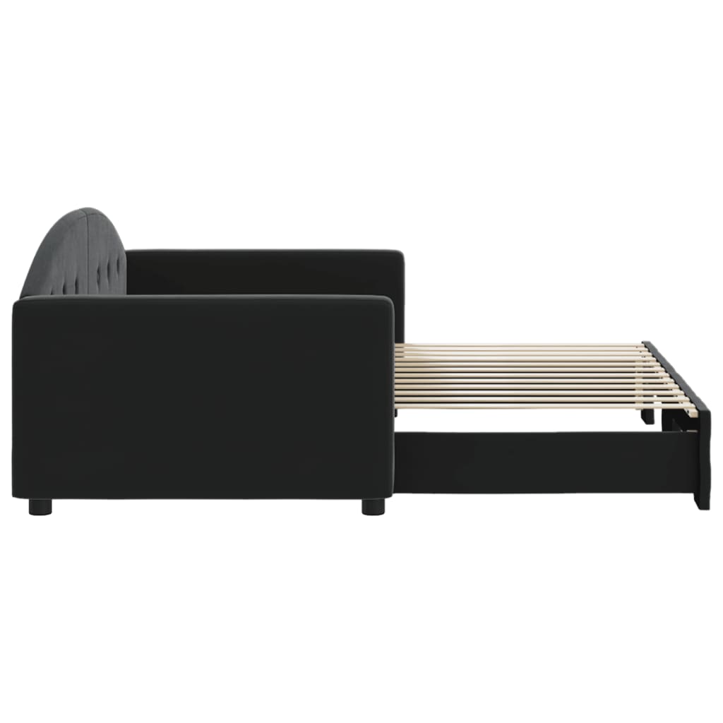 vidaXL Lit de jour avec gigogne sans matelas noir 90x200 cm