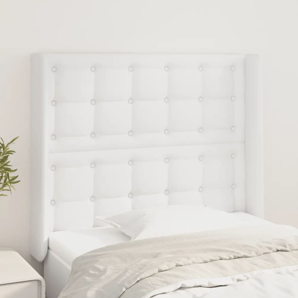 vidaXL Tête de lit avec oreilles Blanc 103x16x118/128 cm Similicuir