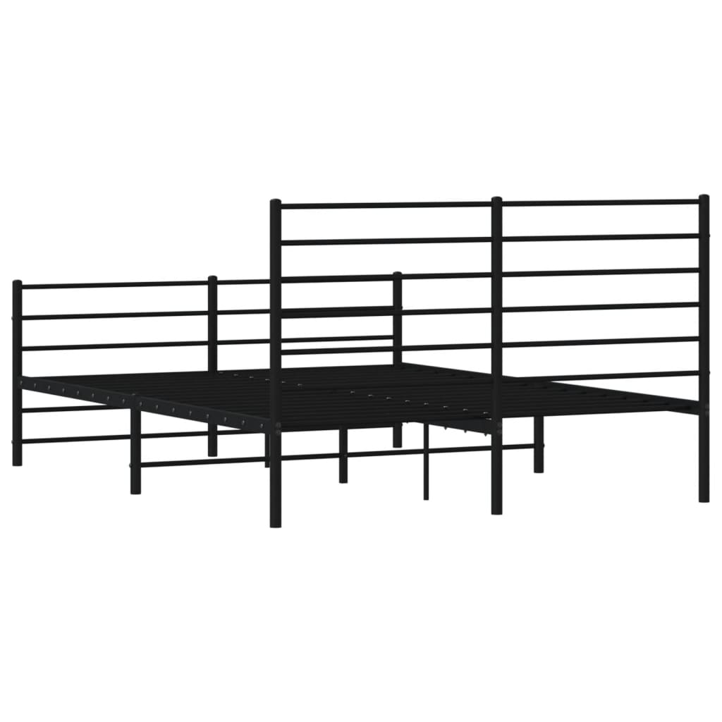 vidaXL Cadre de lit métal sans matelas avec pied de lit noir 140x190cm