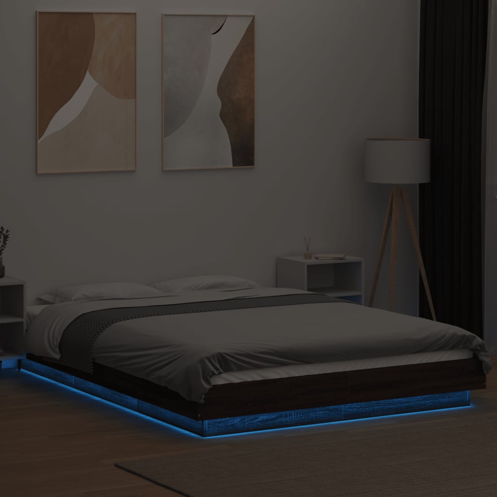 vidaXL Cadre de lit avec lumières LED sans matelas 140x200 cm