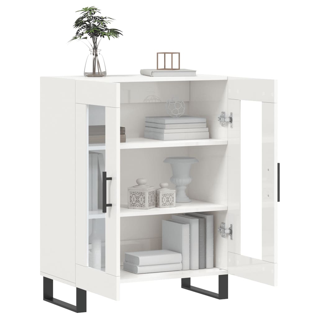 vidaXL Buffet Blanc brillant 69,5x34x90 cm Bois d'ingénierie