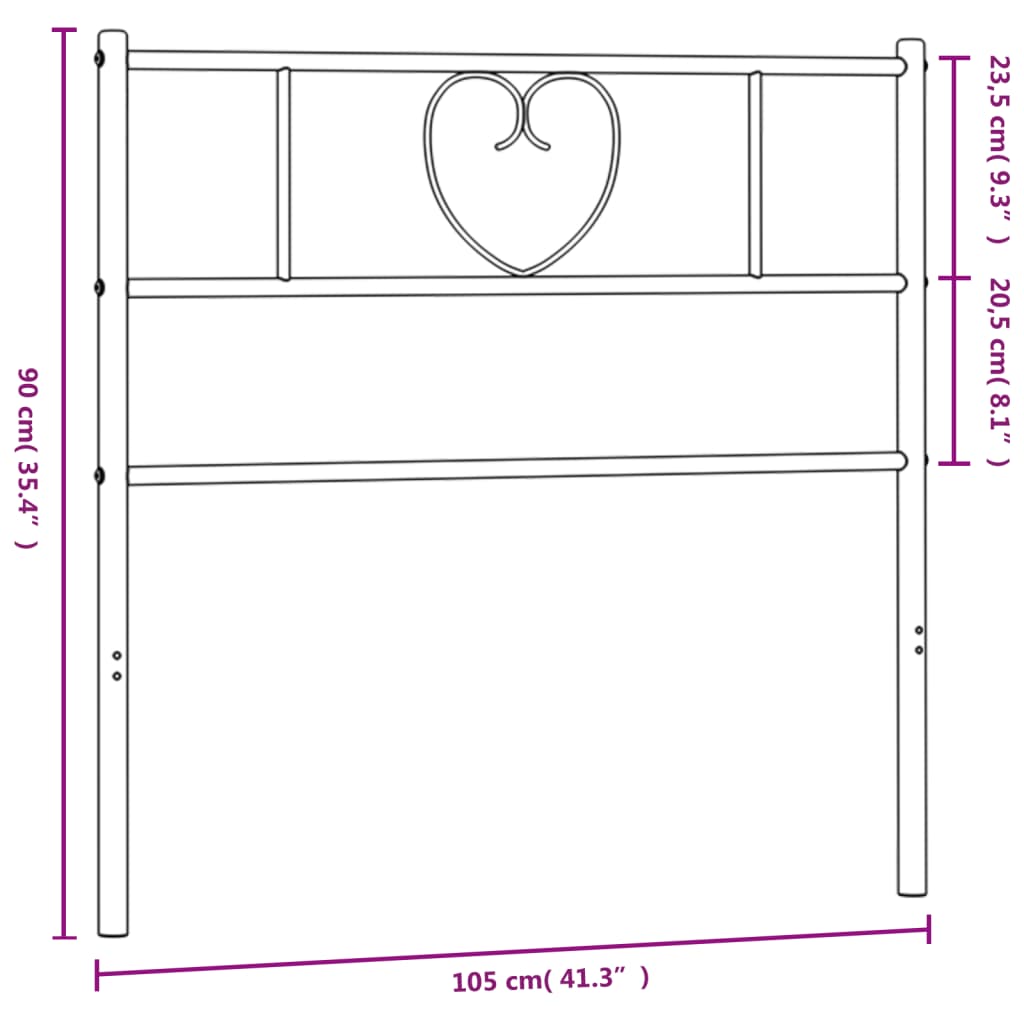 vidaXL Tête de lit métal noir 100 cm