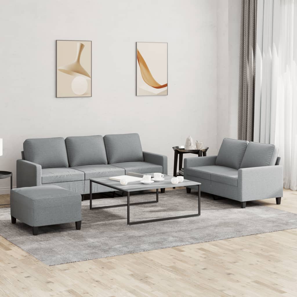 vidaXL Ensemble de canapés 3 pcs avec coussins Gris clair Tissu