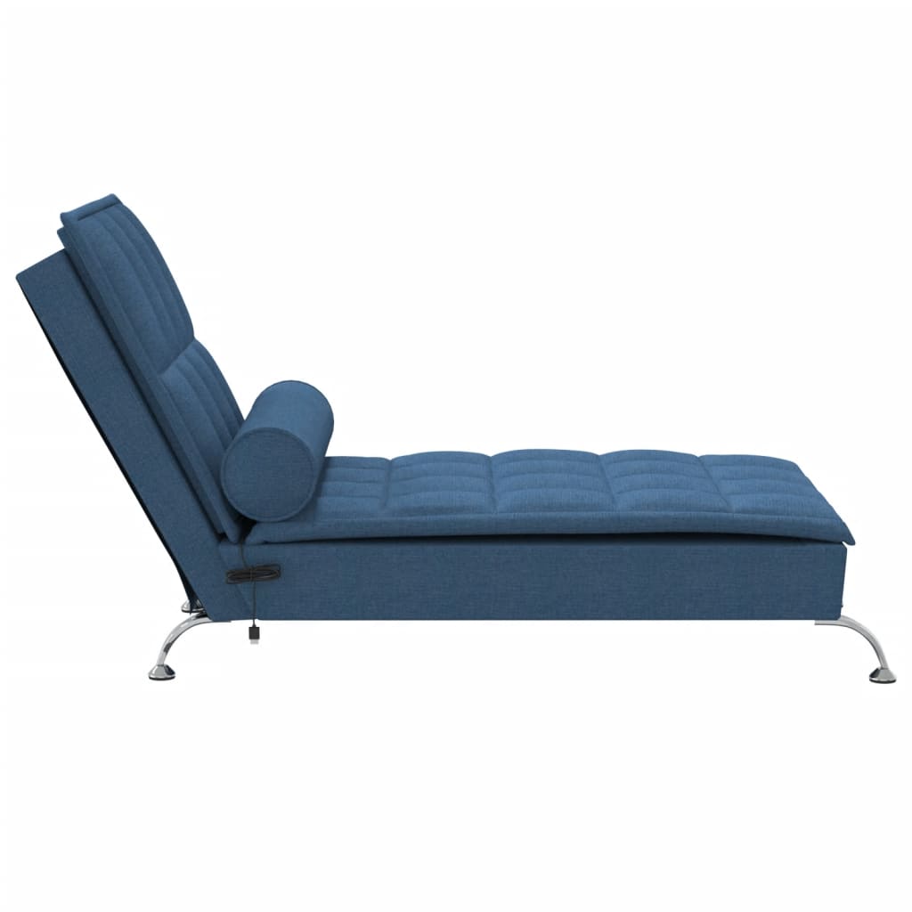 vidaXL Chaise longue de massage avec traversin bleu tissu