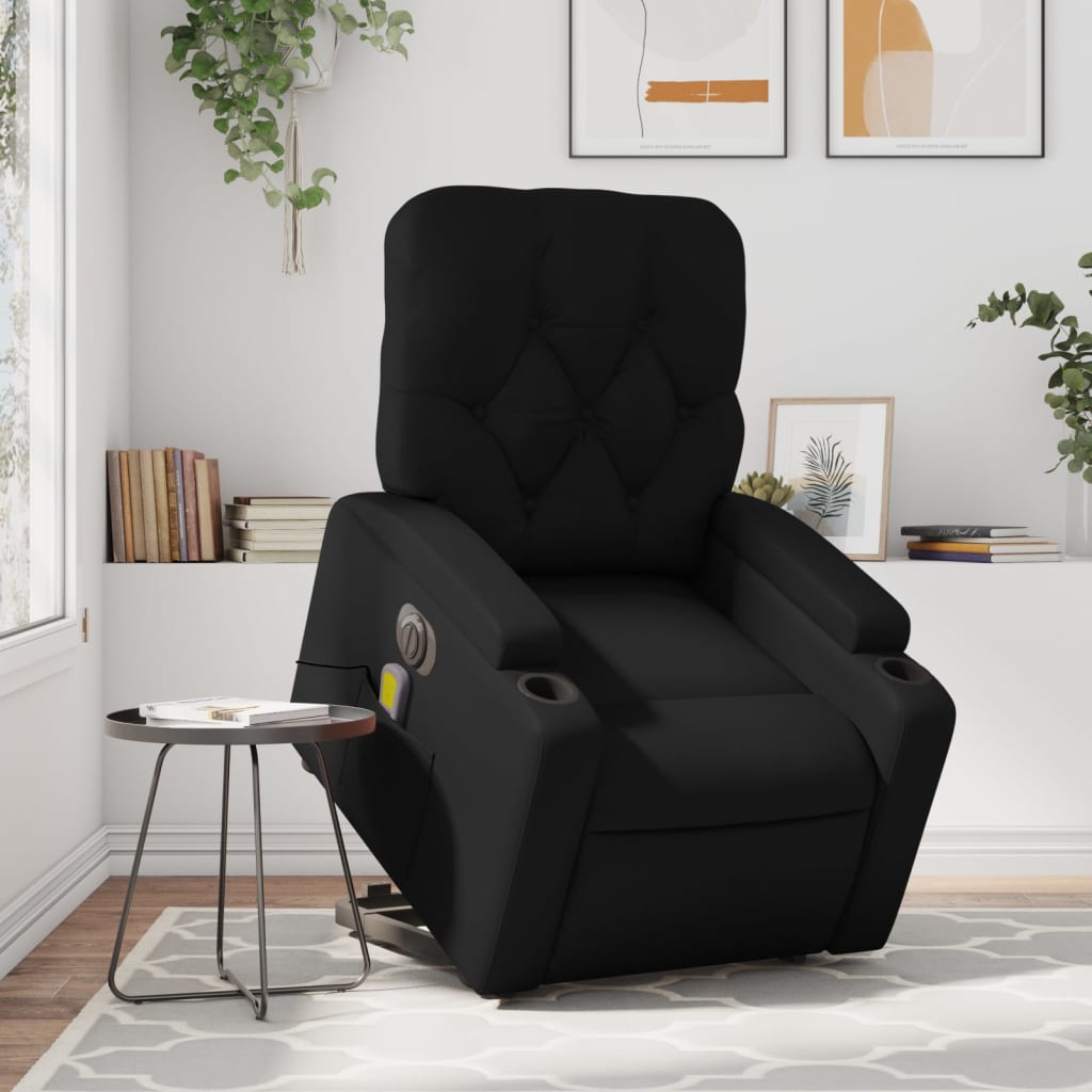 vidaXL Fauteuil inclinable de massage électrique noir similicuir