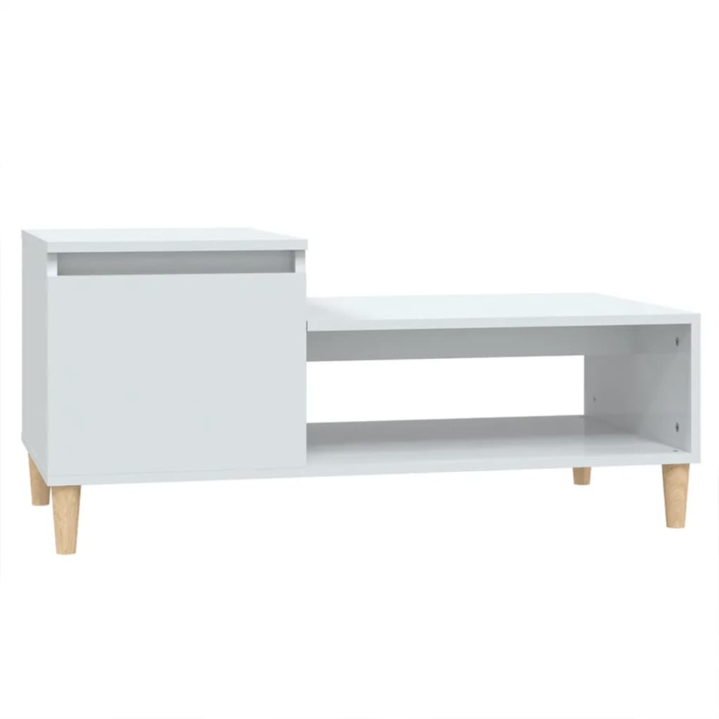 vidaXL Table basse Blanc brillant 100x50x45 cm Bois d'ingénierie