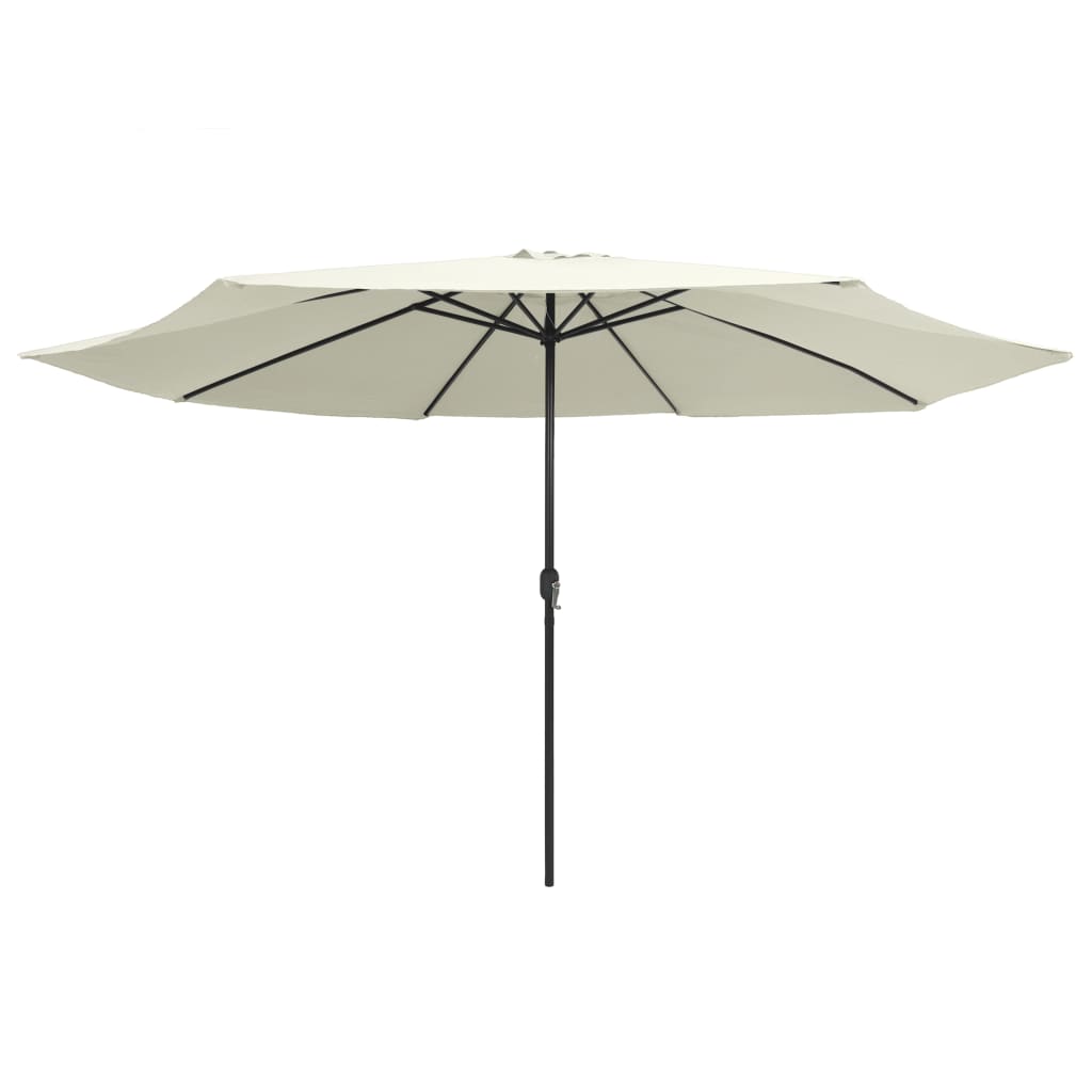 vidaXL Parasol de jardin avec mât en métal 390 cm blanc sable