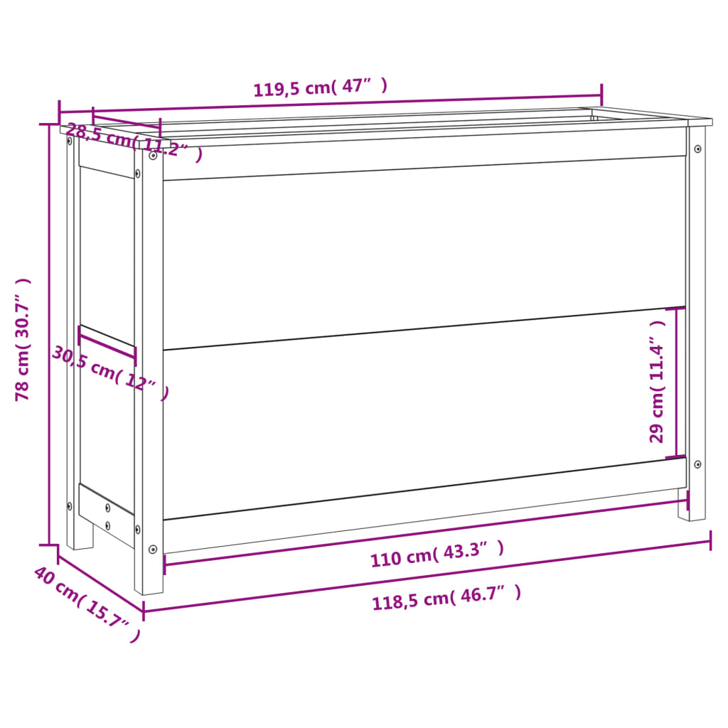 vidaXL Lit surélevé de jardin 119,5x40x78 cm bois Douglas massif