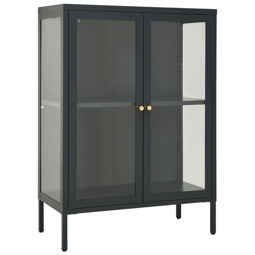 vidaXL Buffet Anthracite 75x35x105 cm Acier et verre