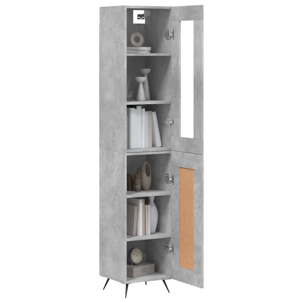 vidaXL Buffet haut Gris béton 34,5x34x180 cm Bois d'ingénierie