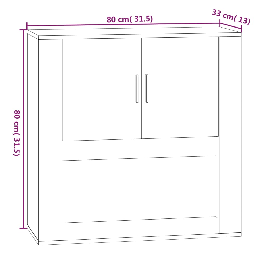 vidaXL Armoire murale Blanc 80x33x80 cm Bois d'ingénierie