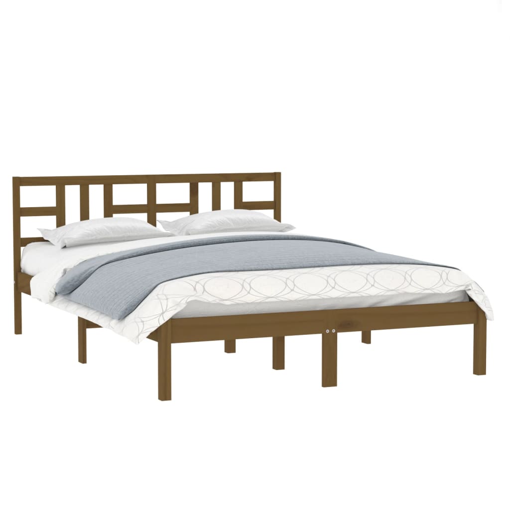 vidaXL Cadre de lit sans matelas marron miel 200x200 cm bois massif