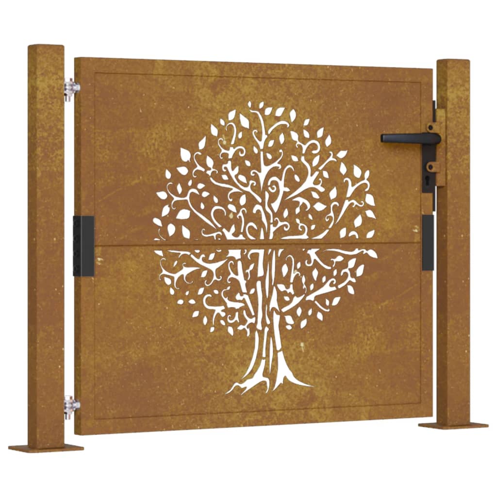 vidaXL Portail de jardin 105x105 cm acier corten conception de l'arbre