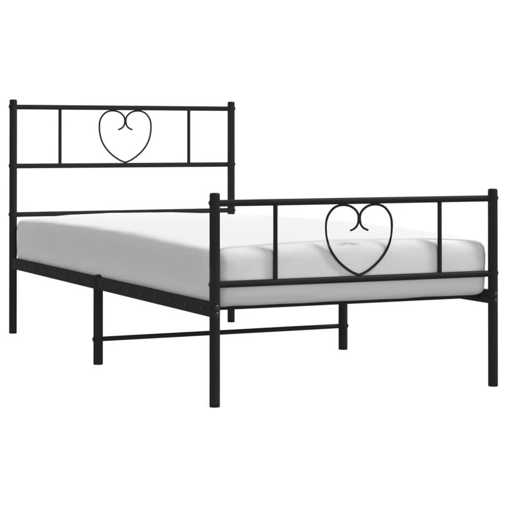 vidaXL Cadre de lit métal sans matelas avec pied de lit noir 107x203cm