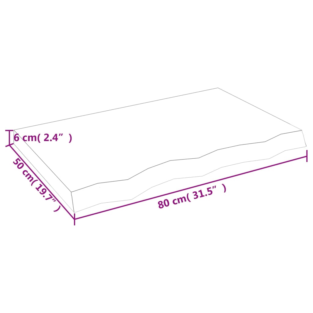 vidaXL Dessus de table 80x50x(2-6) cm bois de chêne massif non traité