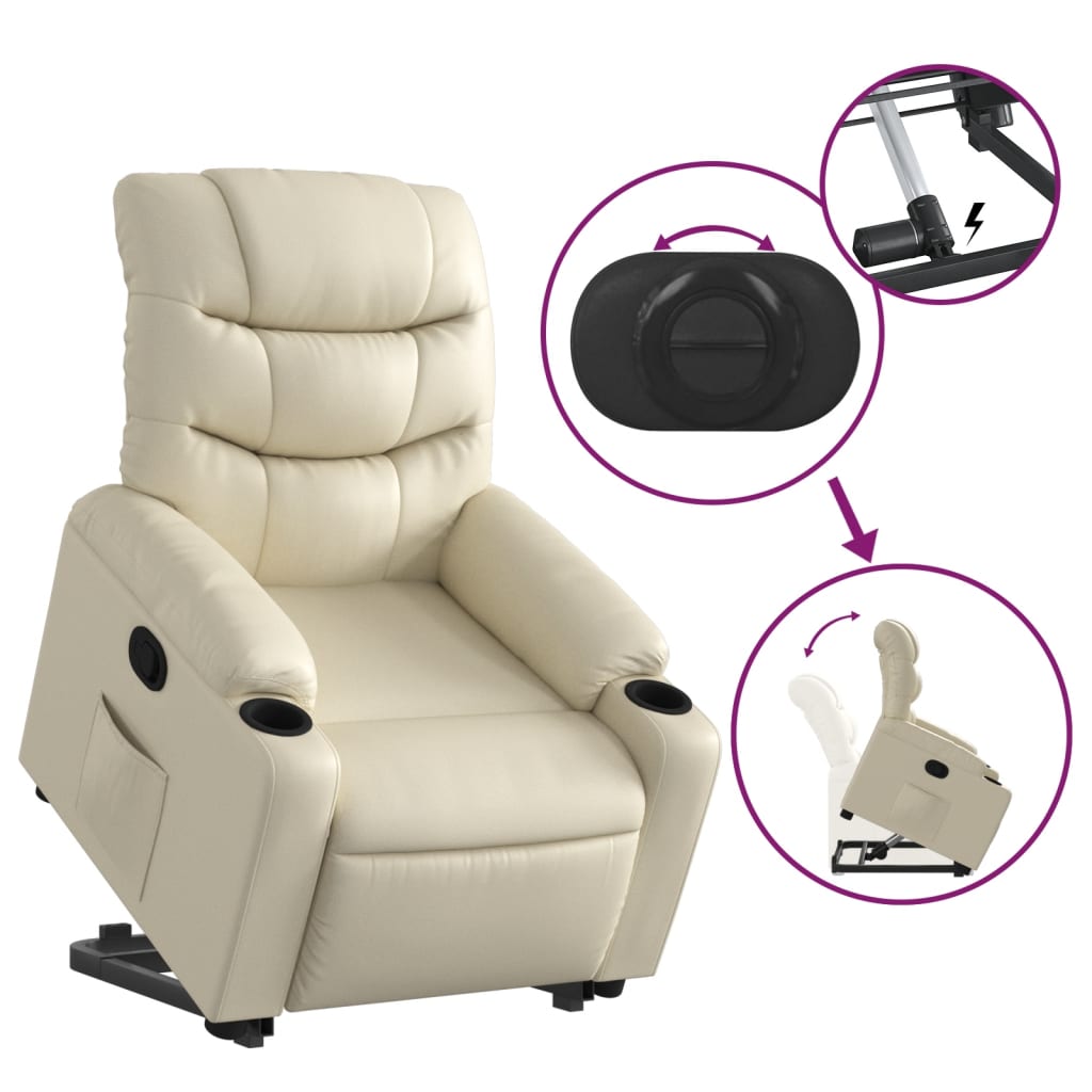 vidaXL Fauteuil inclinable Crème Similicuir