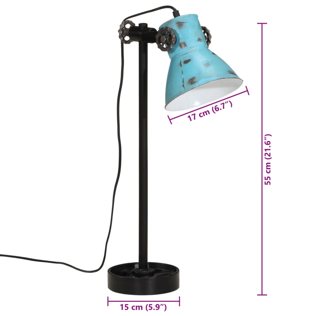 vidaXL Lampe de bureau 25 W bleu délavé 15x15x55 cm E27